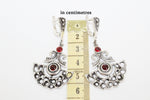 925 SILVER set Earrings and ring women Semi circle red garnet