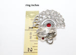 Silver 925 ring women Semi circle red garnet large jewelry
