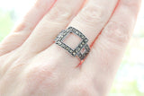 Marcasite earrings and ring Lightweight SILVER 925 square jewelry