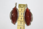 Carnelian natural SET Silver 925 Long Earrings and adjustable ring