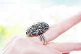 Druse jewelry RING silver 925 Pirit gold colored Natural Gemstones