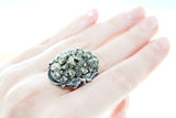Druse jewelry RING silver 925 Pirit gold colored Natural Gemstones