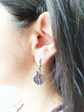Pomegranate Earrings Pendant Silver 925 and red zircon stones
