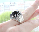Black onyx jewelry Silver 925 Earrings women Royal