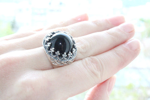 Black onyx jewelry Silver 925 Ring