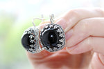 Black onyx jewelry Silver 925 Earrings women Royal