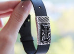 Genuine leather black bracelet with Silver cross 925 Armenian