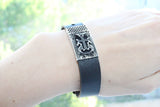 Genuine leather black bracelet with Silver cross 925 Armenian