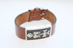 Armenian jewelry Genuine leather men bracelet with Silver cross 925