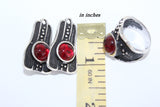 Black silver 925 Garnet red SET Unusual jewelry brands Earrings and ring