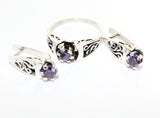 Tiny ring purple zircon stone 925 Silver Small jewelry