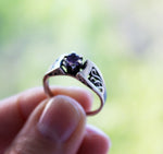 Tiny ring purple zircon stone 925 Silver Small jewelry