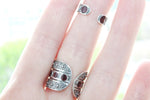 Double ring with chain SILVER 925 and enamel Red or black