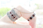 Double ring with chain SILVER 925 and enamel Red or black