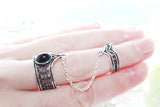 Double ring silver 925 red stone Bohemian jewellery Designer