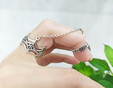 Double ring Silver 925 with ethnic pattern Adjustable