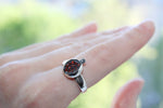 Tiny Ring Silver 925 with zircon stones burnt orange Pomegranate