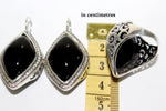 Vintage style ring women black onyx SILVER 925