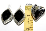Vintage style Earrings black SILVER 925 Onyx stone Royal jewelry