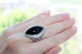 Vintage style ring women black onyx SILVER 925