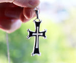 Armenian jewelry Cross Silver 925 with black enamel
