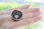 Earrings Silver 925 Curve with holes and rainbow zircon stones