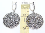 Extra big earrings round Floral SILVER 925
