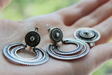 Set Silver 925 Round earrings with English lock 925
