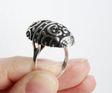 Ring Silver 925 dome rings with black ornament