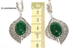 SILVER 925 Earrings Leaf green jewelry nature Green quartz