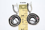 Earrings Silver 925 Black With pink zirconia stone