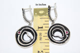 Earrings Silver 925 Black With pink zirconia stone