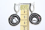 Earrings Silver 925 Black With pink zirconia stone