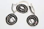 Earrings Silver 925 Black With pink zirconia stone