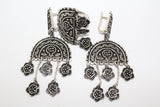 Pomegranate Oxidized SILVER 925 Dangle Earrings Ring