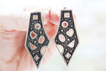Silver 925 black Unusual goth stile Big EARRINGS and RING