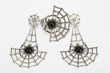 Spider web earrings Silver 925 Black onyx Spider net insect