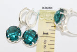 EARRINGS and RING Teal jewelry Silver 925 zircon stones light blue