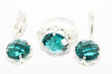 EARRINGS and RING Teal jewelry Silver 925 zircon stones light blue