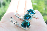 Teal RING Silver 925 zircon stones light blue Turquoise