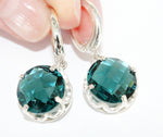 Teal RING Silver 925 zircon stones light blue Turquoise