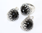 Black onyx jewelry Silver 925 Earrings women Royal