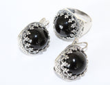 Black onyx jewelry Silver 925 Earrings women Royal