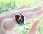 Black silver 925 Garnet red SET Unusual jewelry brands Earrings and ring