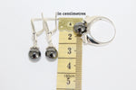 Black pearl Earrings 925 Silver with white zircon Armenian