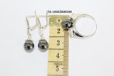 Black pearl ring 925 Silver with white zircon