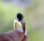 Earrings and ring Black pearl  SET 925 Silver with white zircon