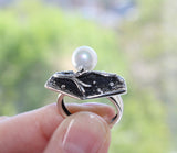 Ring Silver 925 woman White pearl jewelry tree