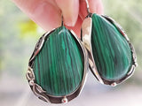 Malachite green SET earrings and ring STERLING SILVER 925