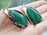 Malachite green SET earrings and ring STERLING SILVER 925